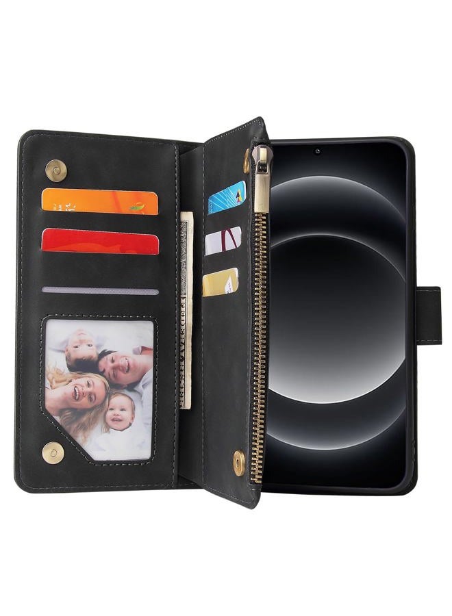 Asuwish Compatible with Xiaomi 14 Ultra 5G Wallet Case Tempered Glass Screen Protector and Leather Flip Cover Card Holder Stand Cell Accessories Protective Phone Cases for Mi 14Ultra Women Men Black - Image 3