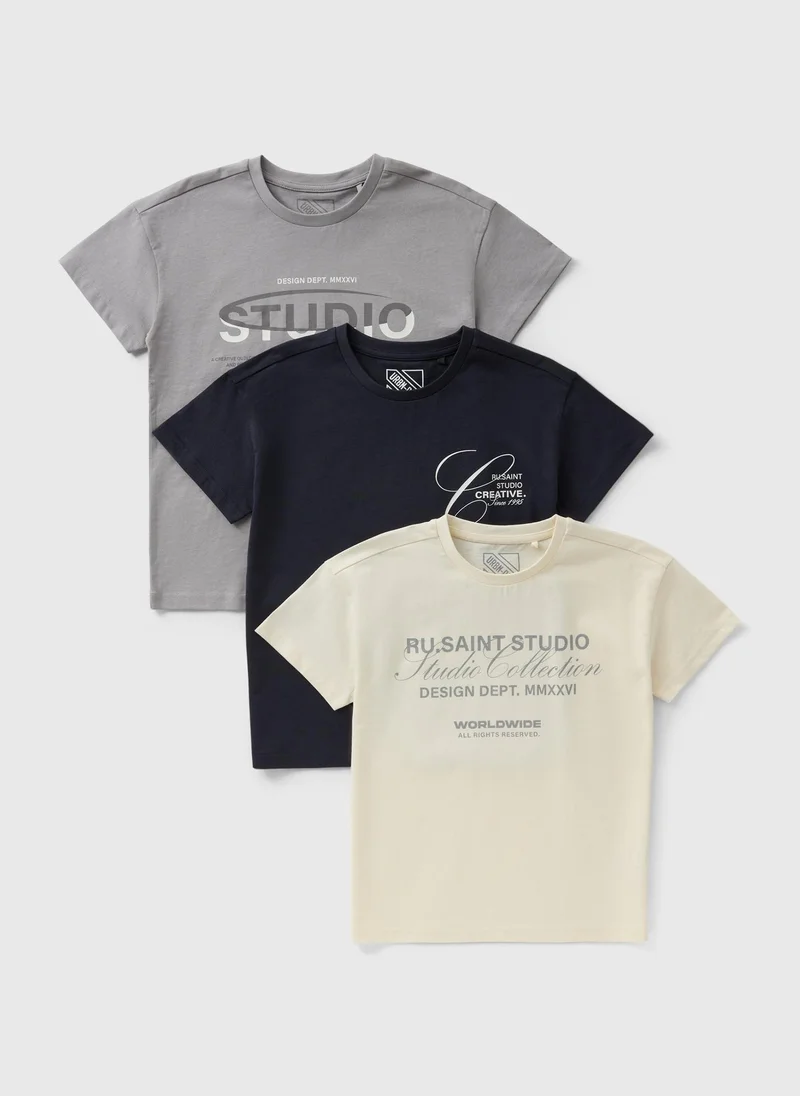 Matalan 3 Pack Multicolour Printed T-Shirt