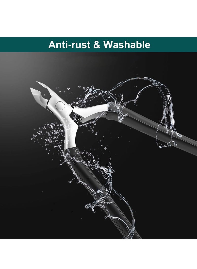 Excefore Nail Cuticle Trimmer, Cuticle Nipper, Stainless Steel Nail Clippers, Professional Cuticle Remover with Non-Slip Silicone Handle, Cuticle Clippers for Nail Care Pedicure Manicure Nail Tools (Black) - Image 5