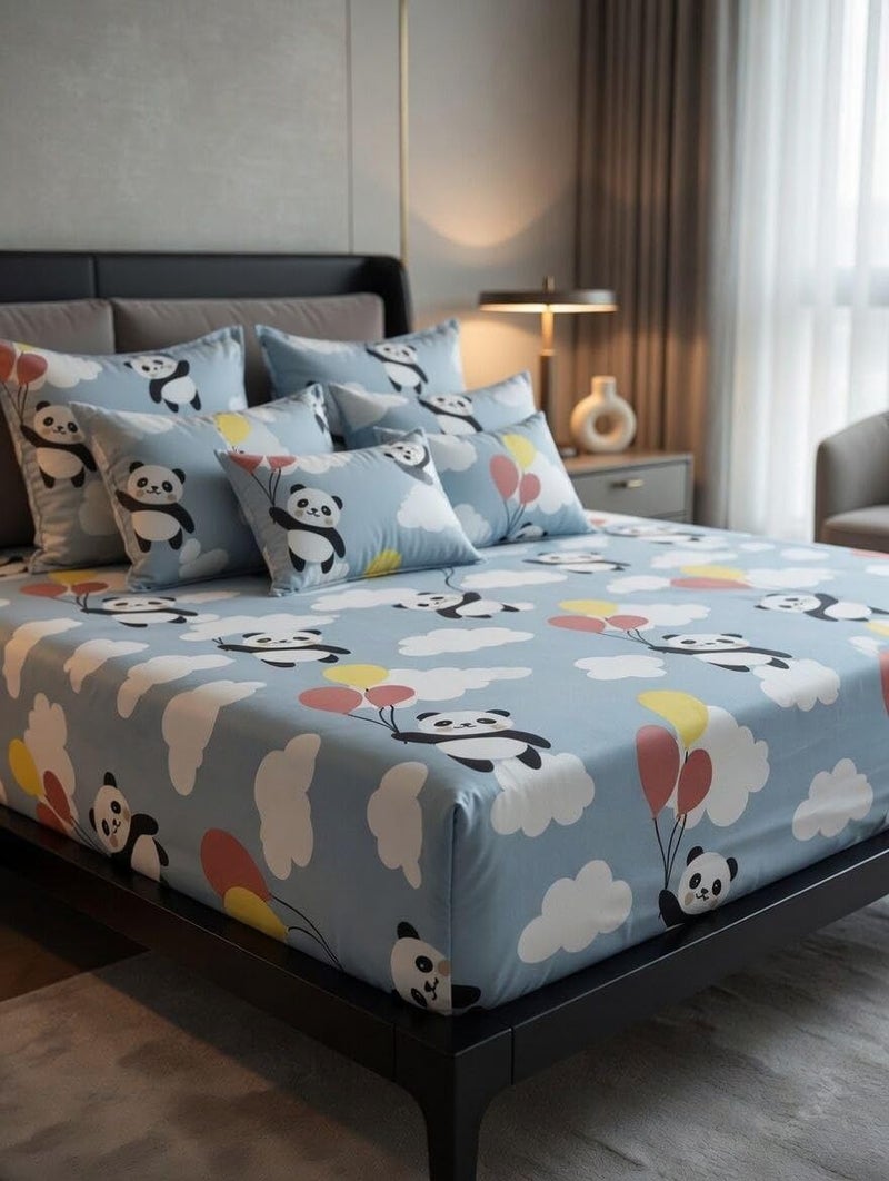 Generic Sheet Bed Set with Pillowcases, Light Blue, Cotton, 120cm, .ms