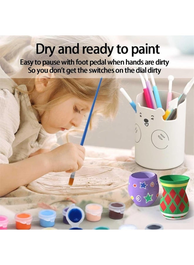 Mini Electric Pottery Wheel Ceramic Machine, Pottery Forming Machine with Adjustable Speed & Pause Pedals, Clay Modelling Tools DIY Pottery Kit for Kids Adults Beginners gray - Image 3