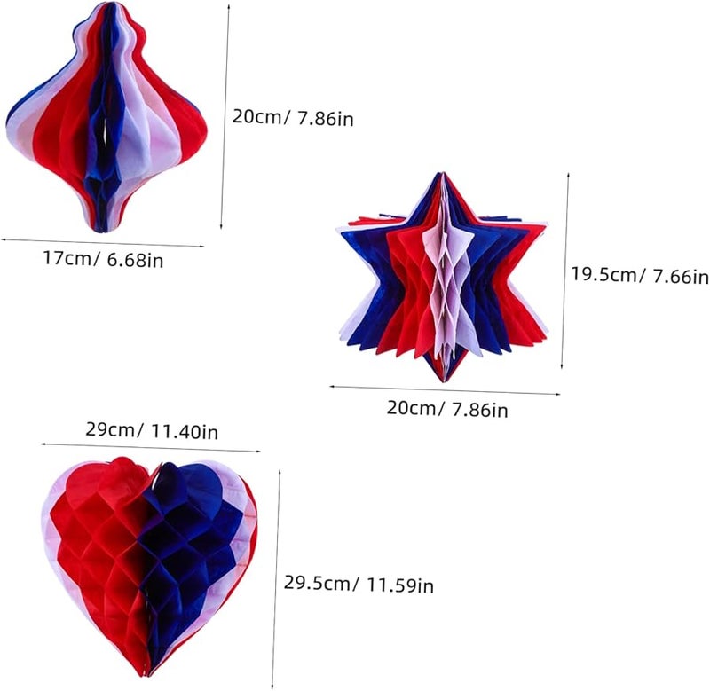 Alipis 6Pcs Red White Blue Honeycomb Balls Hanging Decorations For July 4th Memorial Day Graduation Festive Events - Image 3