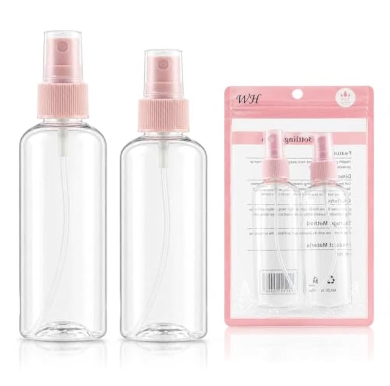 Spray Bottles - Set Of 2 Refillable Bottles, Clear Empty, Mini Travel Bottle, Suit For, Perfume Cosmetic, Makeup & Hair Spray, 80 ML &100 ML (Pink) - Image 1