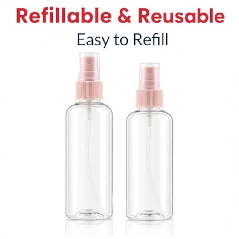 Spray Bottles - Set Of 2 Refillable Bottles, Clear Empty, Mini Travel Bottle, Suit For, Perfume Cosmetic, Makeup & Hair Spray, 80 ML &100 ML (Pink) - Image 2
