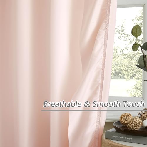 SEEKRIGHT Dusty Pink Ruffle Curtains 84 Inches Long for Bedroom Living Room Rod Pocket Light Filtering Soft Victorian Romantic Ruffle Pleated Curtains for Girls Nursery Room Window Privacy Decor 52x84, Blush - Image 4