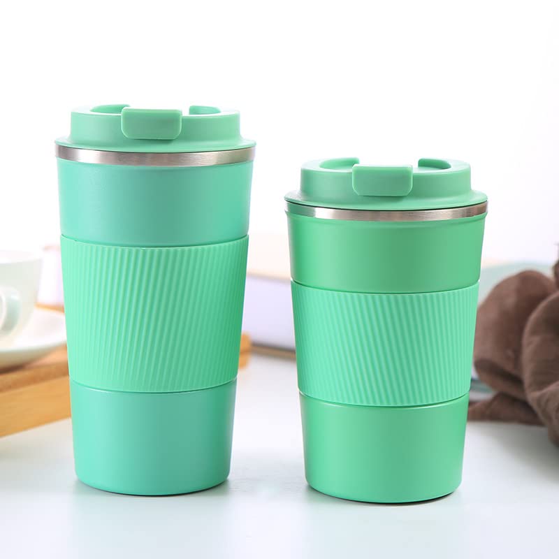 Wosta Insulated Travel Coffee Mug 2.0 | Double Wall Vacuum Stainless Steel Fat-Bottomed Coffee Cup Tumbler with Spill Proof Flip Lid for Hot and Ice Beverages (Mint Green Color, 510 Ml) - Image 2