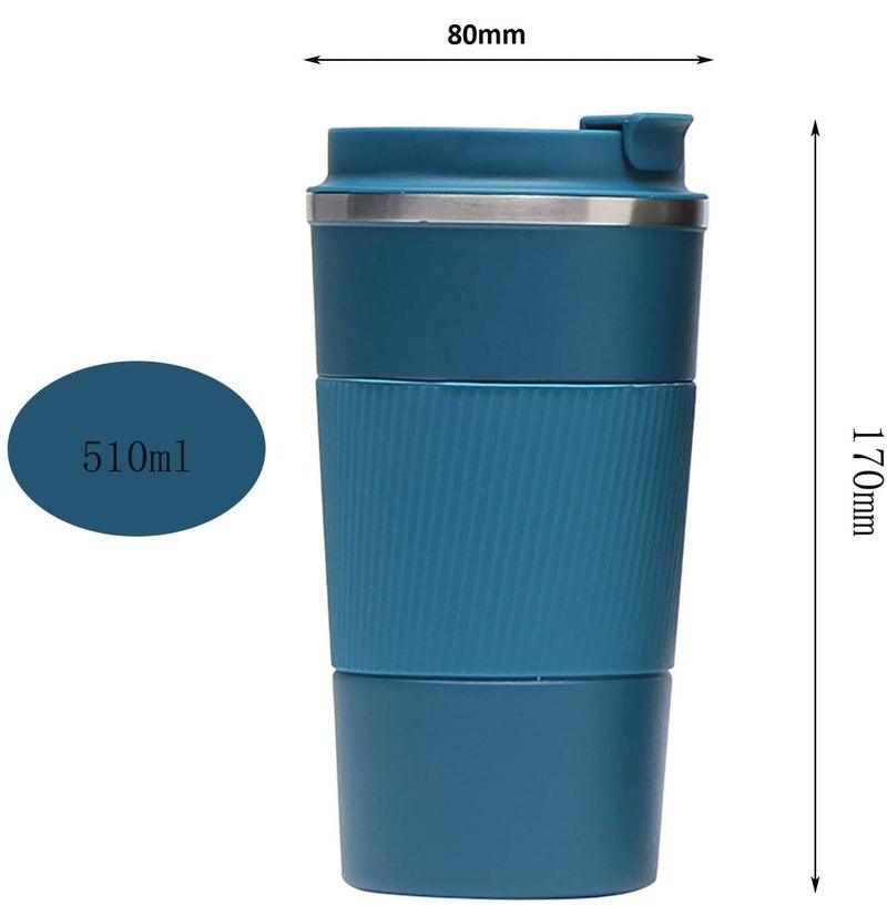 Wosta Insulated Travel Coffee Mug 2.0 | Double Wall Vacuum Stainless Steel Fat-Bottomed Coffee Cup Tumbler with Spill Proof Flip Lid for Hot and Ice Beverages (Mint Green Color, 510 Ml) - Image 4