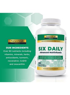 Nature's Lab Six Daily Advanced Multivitamin Over 90 Nutrients Minerals Antioxidants Herbs & Whole Foods 180 Capsules (30 Day Supply)  - Image 4