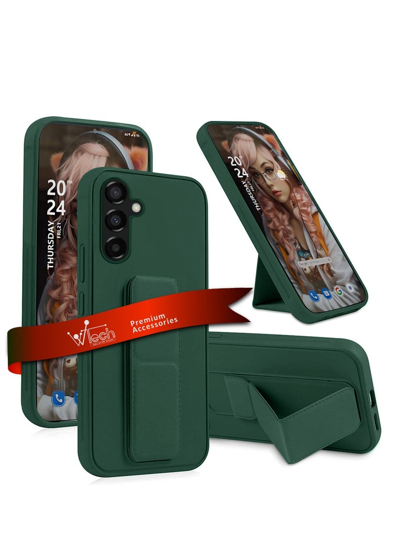 دبليو تيك حافظة بقبضة يد وحامل متعدد مغناطيسي للسيارة ومسند للأصابع لهاتف سامسونج جالاكسي S24 5G 2024 أخضر داكن - Image 1