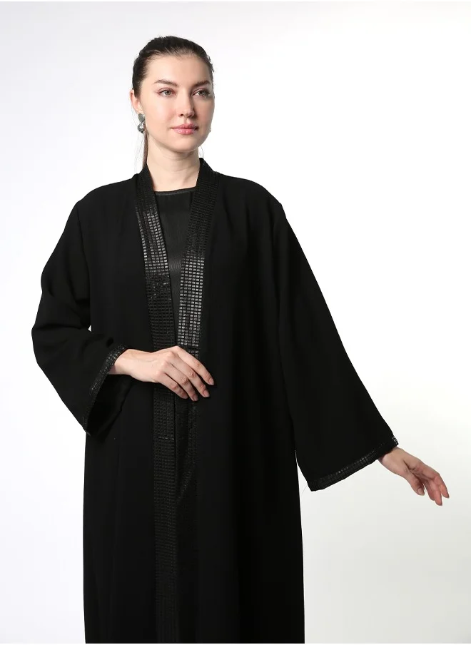 Line73 by Zahra A-Line Abaya with Designer Collar