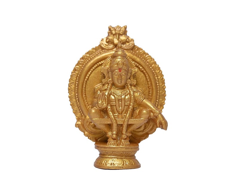 KariGhar Ayappa Swamy Idol Ayyappan Perfect for Car Dashboard Drawing Room Puja Ghar House Warming Gifting Decoration Purpose R0004 Gold 3 inch 3 x 7 x 10 cm - Image 2
