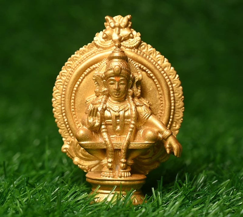 KariGhar Ayappa Swamy Idol Ayyappan Perfect for Car Dashboard Drawing Room Puja Ghar House Warming Gifting Decoration Purpose R0004 Gold 3 inch 3 x 7 x 10 cm - Image 4
