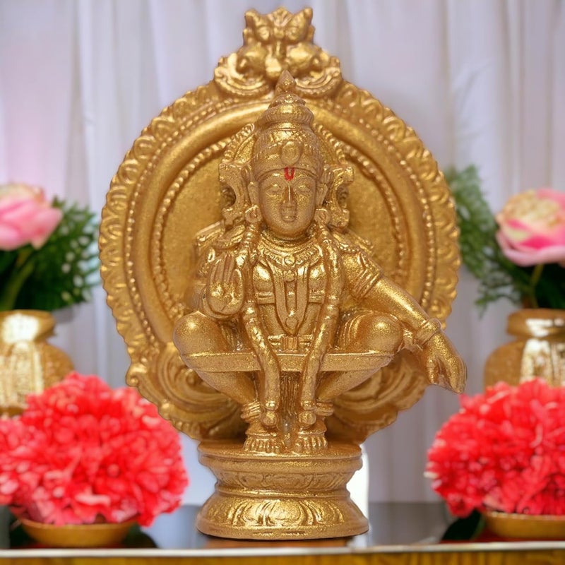 KariGhar Ayappa Swamy Idol Ayyappan Perfect for Car Dashboard Drawing Room Puja Ghar House Warming Gifting Decoration Purpose R0004 Gold 3 inch 3 x 7 x 10 cm - Image 1