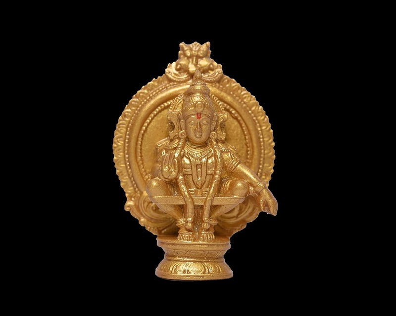 KariGhar Ayappa Swamy Idol Ayyappan Perfect for Car Dashboard Drawing Room Puja Ghar House Warming Gifting Decoration Purpose R0004 Gold 3 inch 3 x 7 x 10 cm - Image 3