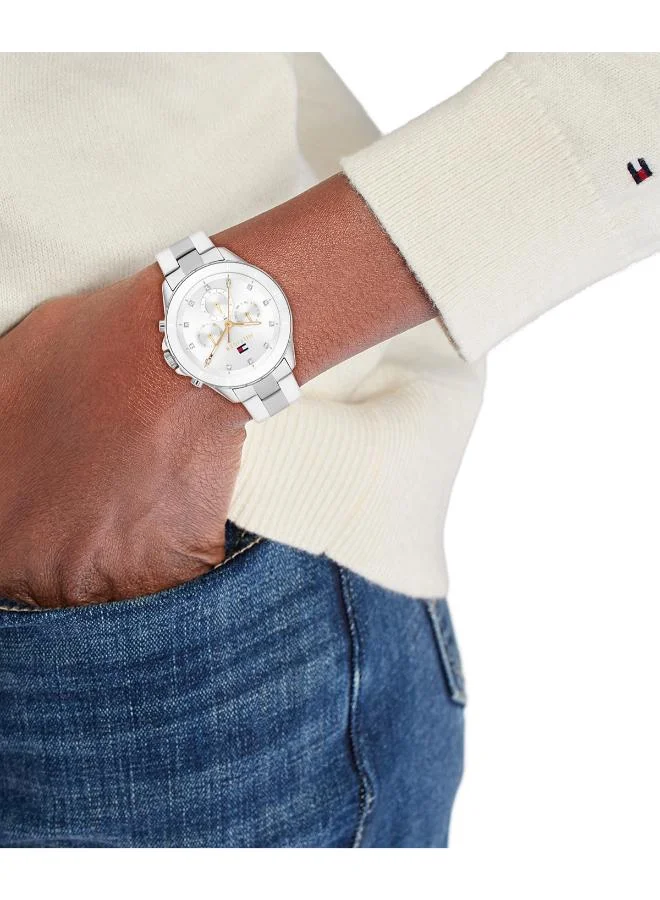 Tommy Hilfiger  Women's Quartz Multifunction Watch, Silver Dial, Stainless Steel Strap for Women | Best Price UAE