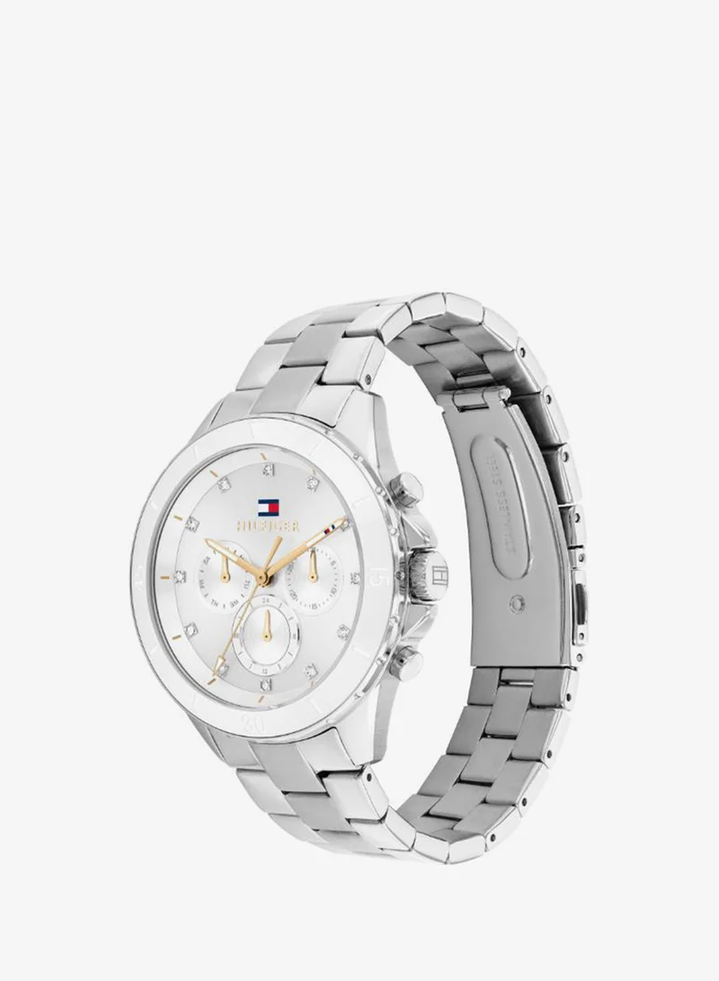 Tommy Hilfiger  Women's Quartz Multifunction Watch, Silver Dial, Stainless Steel Strap for Women | Best Price UAE