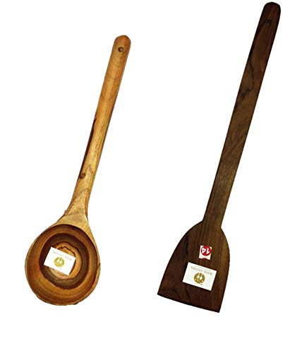 ARMAN SPOONS Believe in Quality Dosa Roti Spoon Spatula Set of 2 Genuine Teak Wood Cooking Spatulas Ladles Wooden SpoonsSpatula for Pan Nonstick Set 1 - Image 1