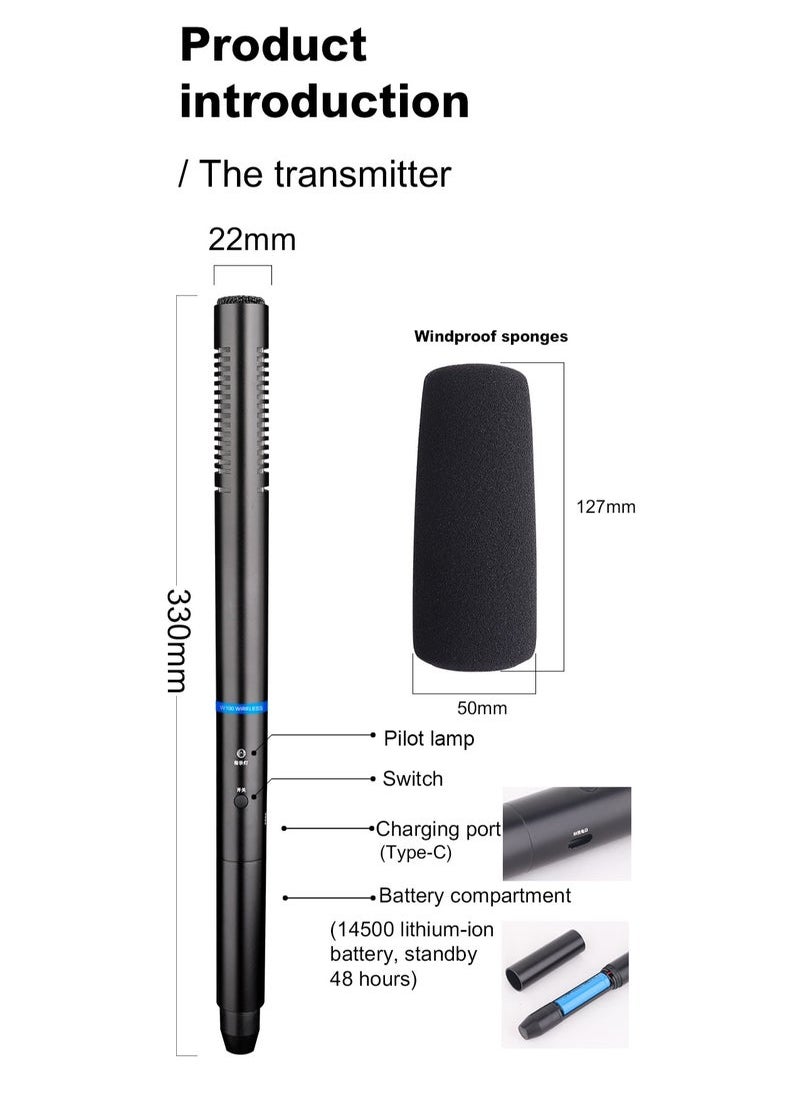 Generic - Wireless interview microphone Mobile SLR camera dedicated to news reporters outdoor street noise cancelling handheld microphone (3 in 1) - Image 1