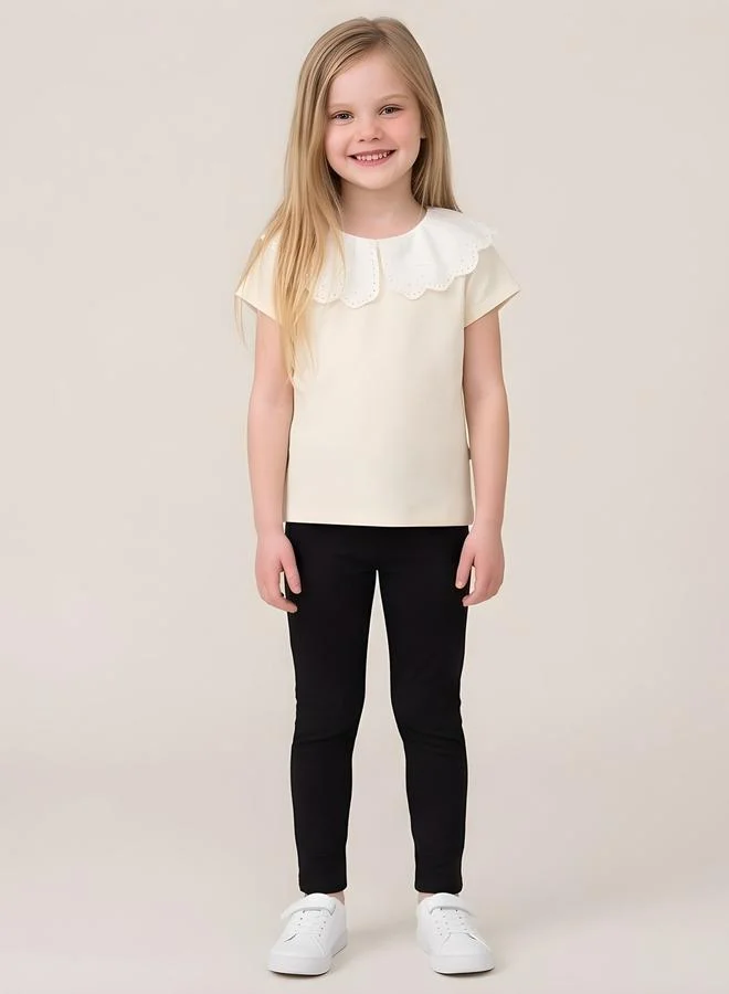 Take Two  Girls Scallop Lace Collar Textured Top By Juniorloom for Women | Best Price UAE