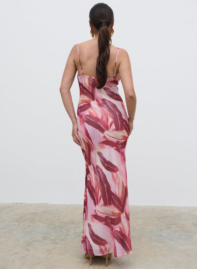 PRETTY LAVISH Feather Print Maxi Dress - Image 2