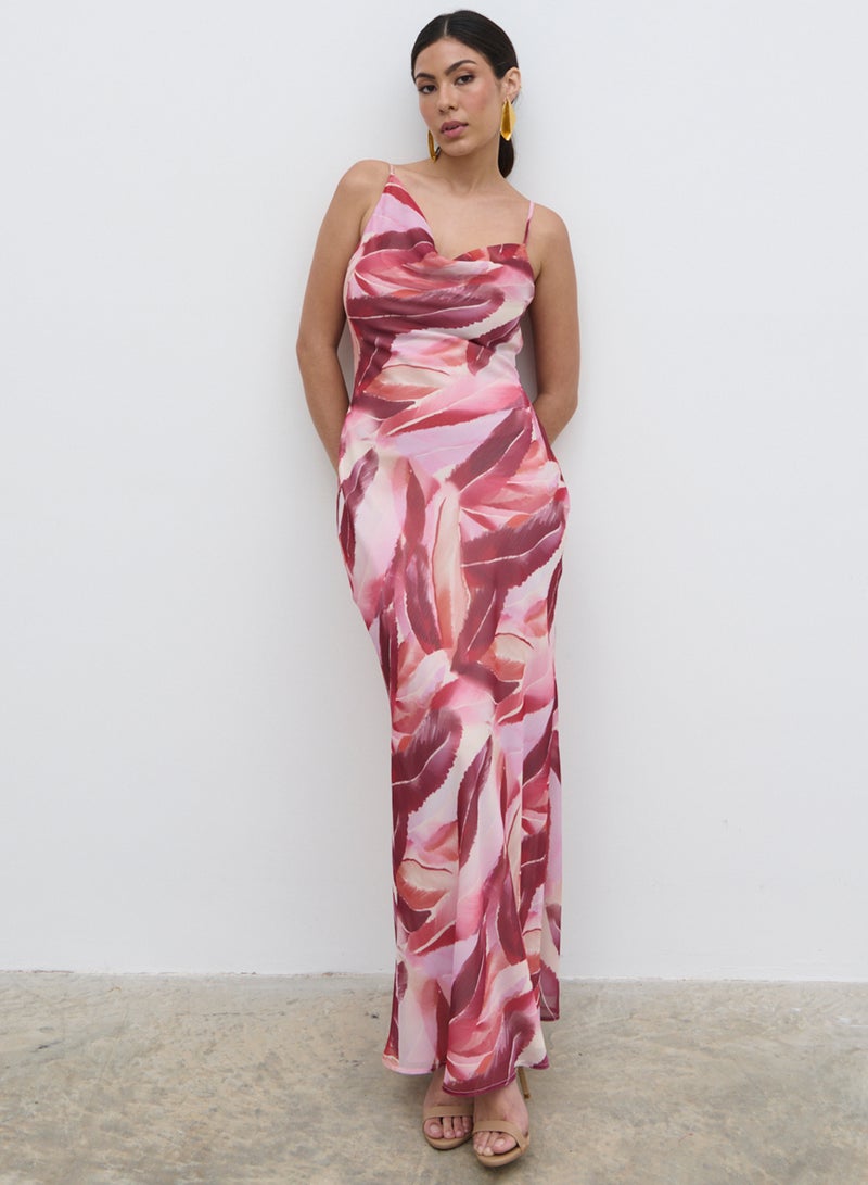 PRETTY LAVISH Feather Print Maxi Dress - Image 4