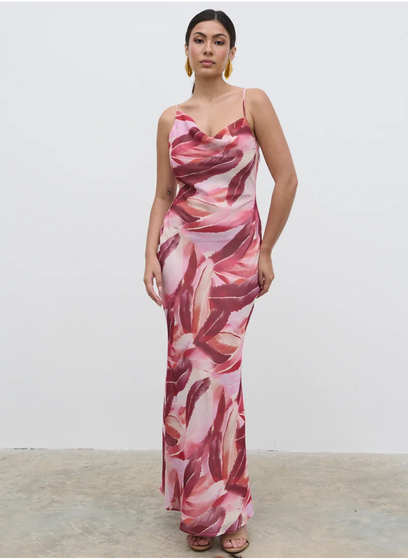 PRETTY LAVISH Keisha Asymmetric Cowl Maxi Dress