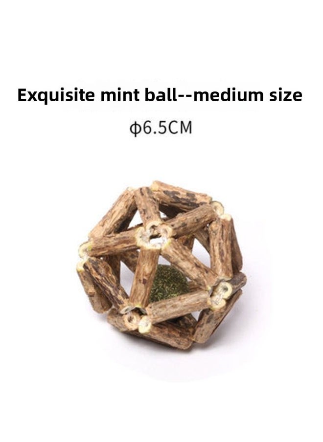 Pet Rabbit Bite-resistant Grinding Claw Ball Dwarf Dwarf Hop-eared Dodgers Rabbit Grasping And Chewing Board Toy-Color:Exquisite Mint Ball [medium Size]  - Image 1