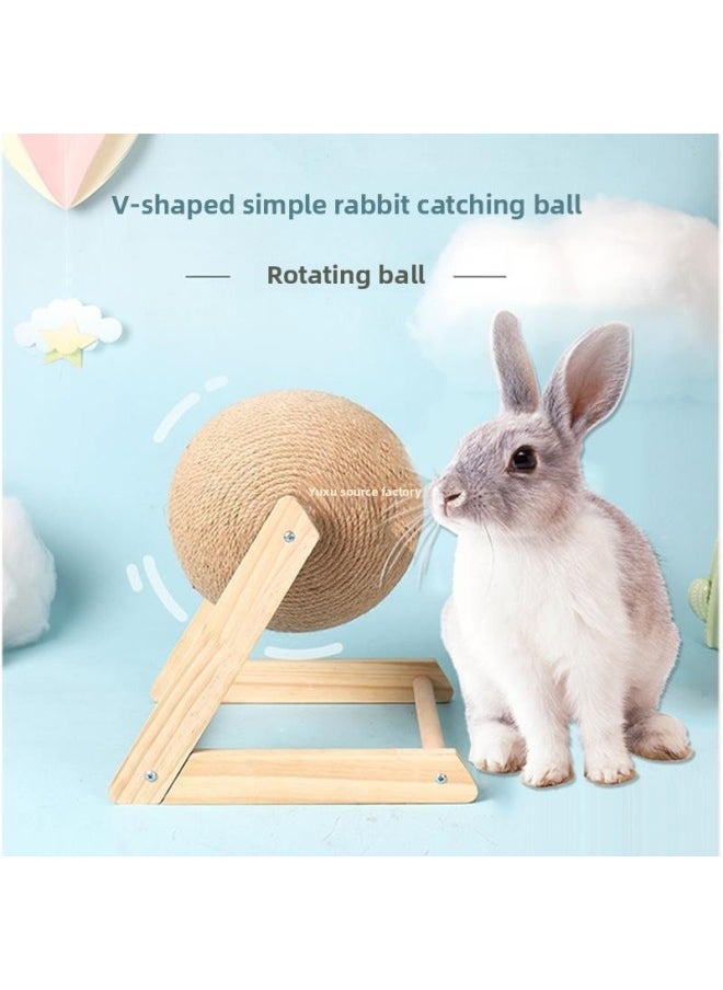Pet Rabbit Bite-resistant Grinding Claw Ball Dwarf Dwarf Hop-eared Dodgers Rabbit Grasping And Chewing Board Toy-Color:Exquisite Mint Ball [medium Size]  - Image 4