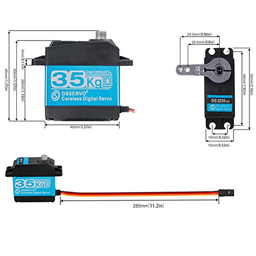 ZOSKAY 35kg high Torque Coreless Motor servo Metal Gear Digital and Stainless Steel Gear servo arduino servo for Robotic DIY,RC car (Control Angle 180°) - Image 2