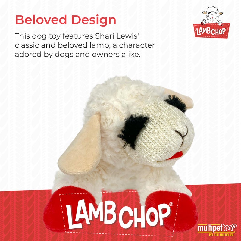 Multipet Mini Lamb Chop Officially Licensed, Plush, Squeak Pet Toy (White, 10') - Image 2