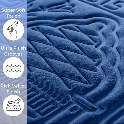 Sacred Artisans Prayer Mat | Padded Muslim Prayer Rug with Thick Foam, Soft Velvet, Gift for Ramadan (Ocean Blue) - Image 4