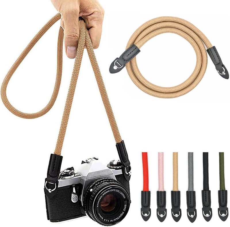 Eorefo Camera Strap Vintage 100cm Nylon Climbing Rope Camera Neck Shoulder Strap for Micro Single and DSLR Camera(Brown) - Image 1