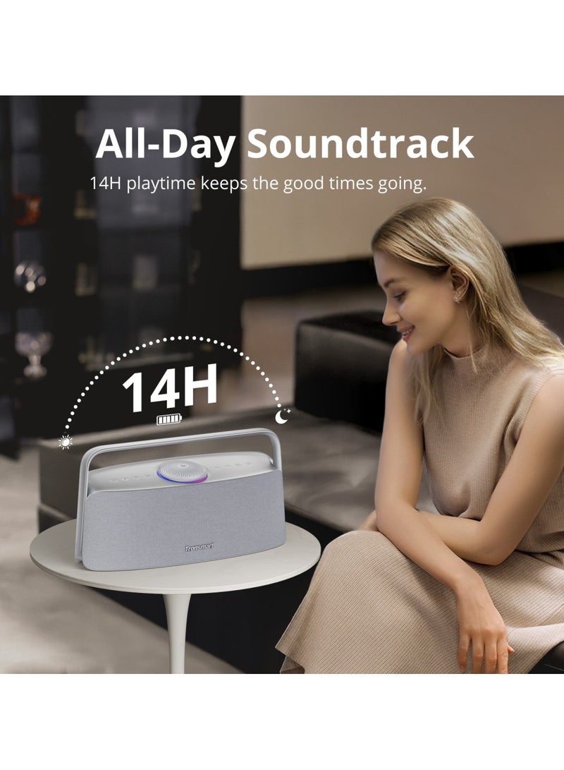 Tronsmart Fitune X30, Home Audio Speaker, 80W High-Resolution Powerful Portable Bluetooth Speaker, IPX6 Waterproof Protection, APP Control, TWS, Handle - Sky Gray - Image 2