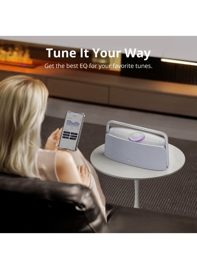 Tronsmart Fitune X30, Home Audio Speaker, 80W High-Resolution Powerful Portable Bluetooth Speaker, IPX6 Waterproof Protection, APP Control, TWS, Handle - Sky Gray - Image 3