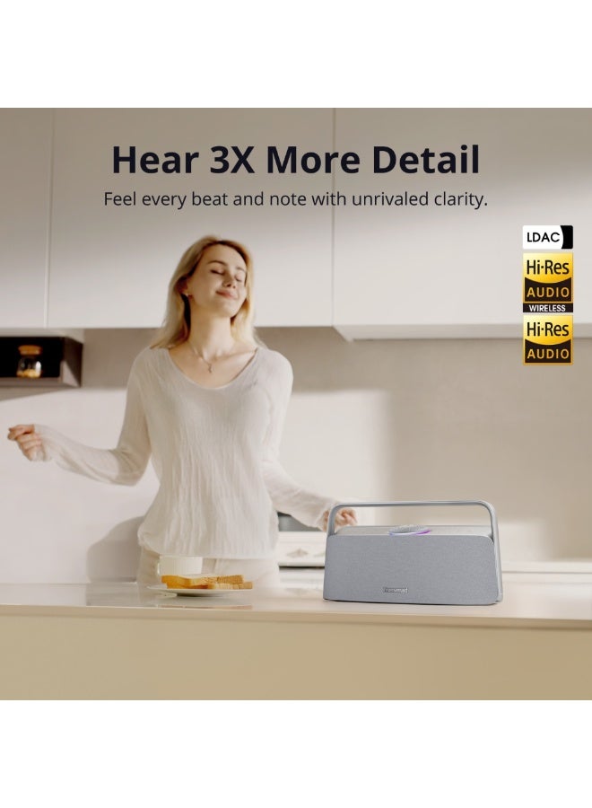 Tronsmart Fitune X30, Home Audio Speaker, 80W High-Resolution Powerful Portable Bluetooth Speaker, IPX6 Waterproof Protection, APP Control, TWS, Handle - Sky Gray - Image 4