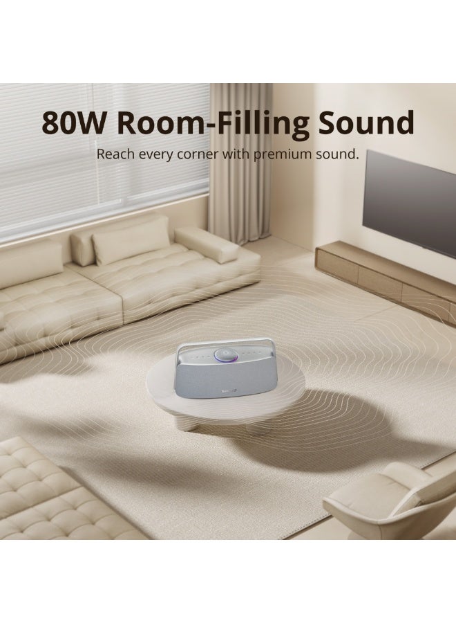 Tronsmart Fitune X30, Home Audio Speaker, 80W High-Resolution Powerful Portable Bluetooth Speaker, IPX6 Waterproof Protection, APP Control, TWS, Handle - Sky Gray - Image 5