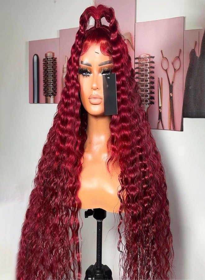 ANDRIA 13x4 HD Transparent Lace Front Wigs 26 Inch Wine Red Deep Wave with Baby Hair Pre-Plucked Glueless Burgundy 200% Density Natural Color Long Deep Curly Wigs For Black Woman - Image 4