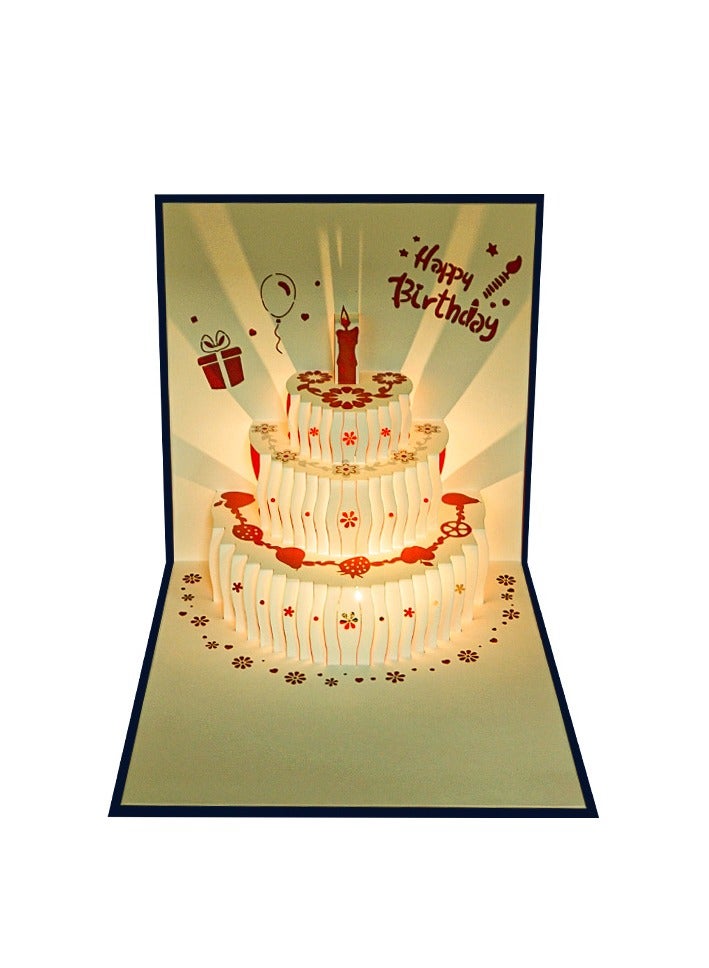 Generic Birthday cake card 3D 3D greeting card blue 