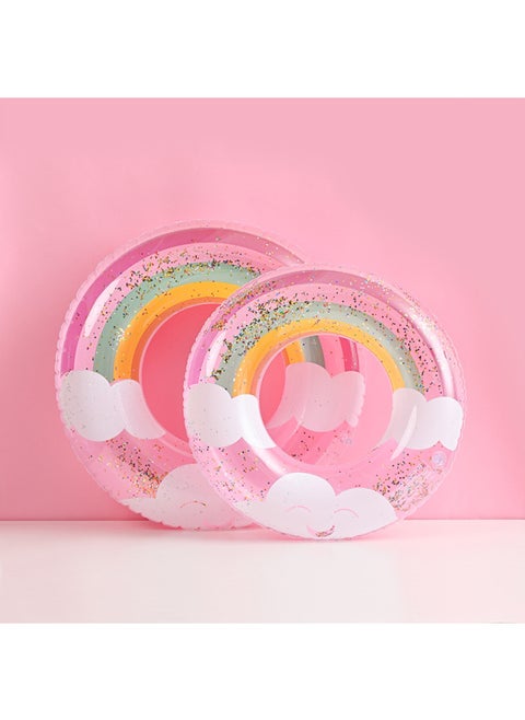 Thickened Children's Striped Adult Swimming Ring Inflatable Underarm Ring Net Red Floating Ring Double Airbag Swimming Ring-Outer Diameter After Inflation:70#(suitable For 5-9 Years Old)-Inside Diameter After Inflation:Pink Sequin Clouds Thickened Circle