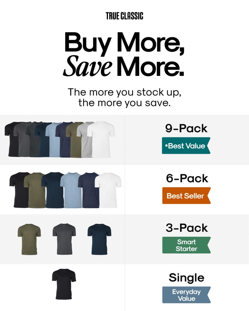 True Classic Mens T-Shirts – Short Sleeve Crew Neck T Shirts for Man, Cotton Blend Plain Novelty Men's T-Shirts, Pack of 3, Variety, S - Image 3