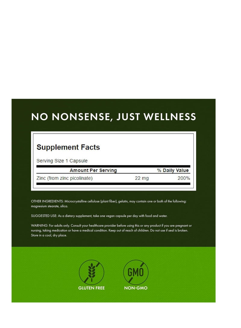 سوانسون مكمل غذائي من معدن بيكولينات الزنك لتعزيز صحة البروستاتا وصحة الرؤية ودعم المناعة، الشكل المفضل للجسم من الزنك المخلبي، 60 كبسولة، 22 مجم لكل كبسولة - Image 2