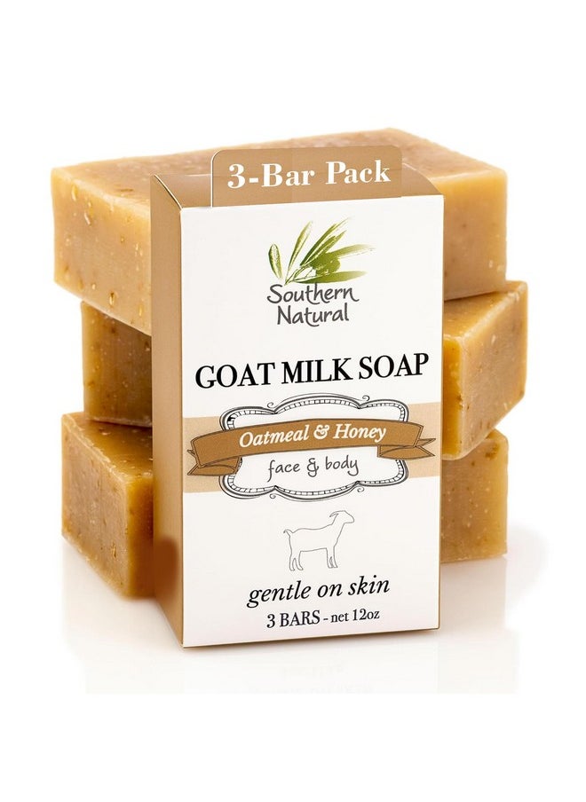 southern natural Southern Natural Oatmeal Soap Bar (3 Pack) Unscented Goat Milk Soap Bars With Colloidal Oatmeal & Honey. For Dry, Sensitive Skin. Fragrance Free Soap  - Image 1