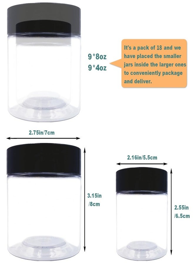 hodooly Large & Small Plastic Jars with Lids 8 oz (9 Pack) & 4 oz (9 Pack) Clear Plastic Mason Jars, Empty Storage Containers for Spice, Cookie, Candy and Dry Food - Image 3