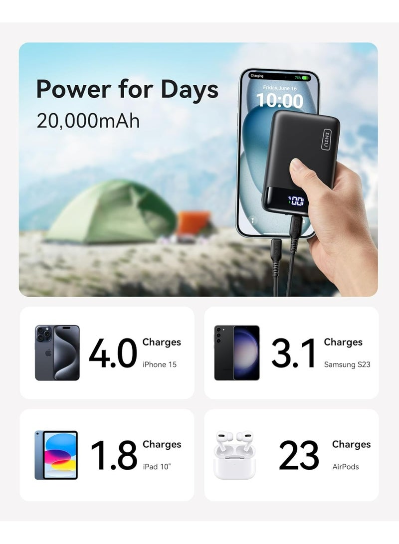 INIU Power Bank, Smallest 22.5W 20000mAh USB C in & Out Fast Charging Portable Charger, PD 3.0+QC 4.0 Phone Battery Pack Compatible with iPhone 17 16 15 Pro Max Samsung S25 S24 Honor Tablet etc - Image 2