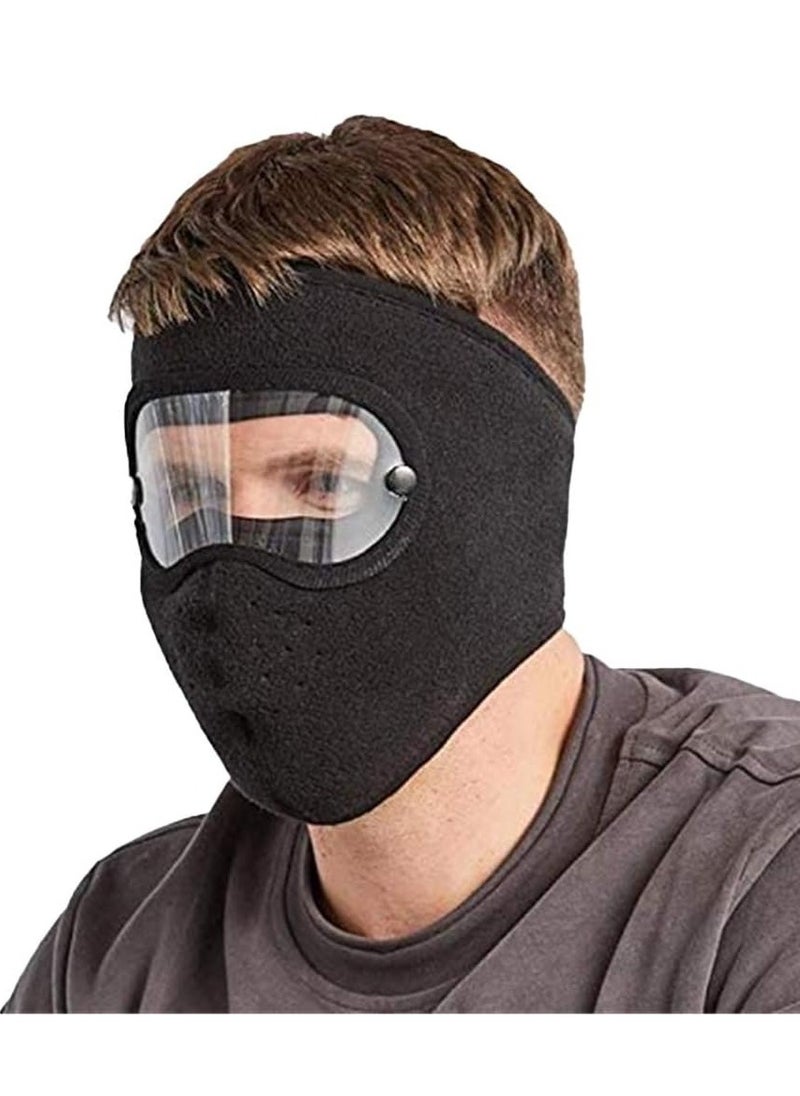 Generic Full Face Protection Headgear, Dust-Proof Facial Protection Anti-Fog.Polar Fleece Riding Windproof Hd Goggles Face Protection Mouth Shield (Black)  - Image 1