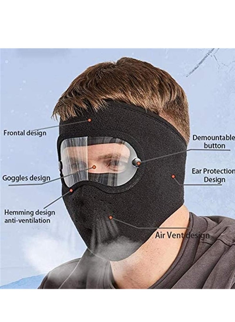 Generic Full Face Protection Headgear, Dust-Proof Facial Protection Anti-Fog.Polar Fleece Riding Windproof Hd Goggles Face Protection Mouth Shield (Black)  - Image 2