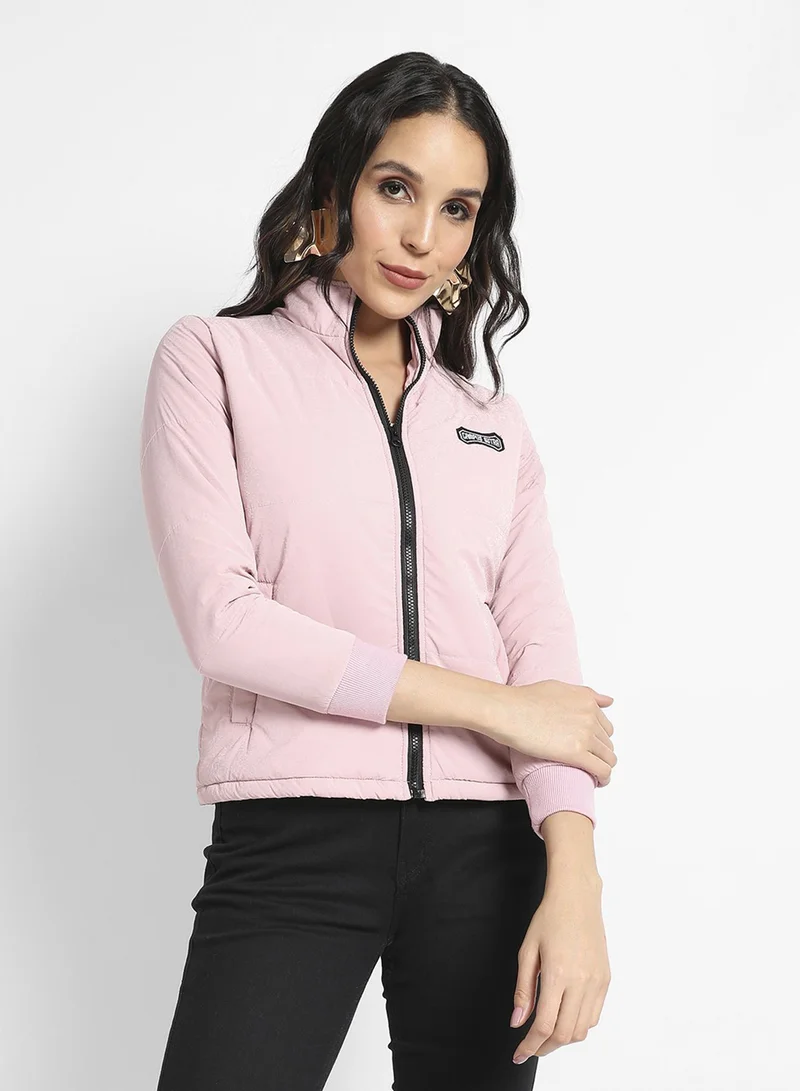 كامبوس سوترا جاكيت نسائي مبطن وردي فاتح بسحاب للملابس الكاجوال