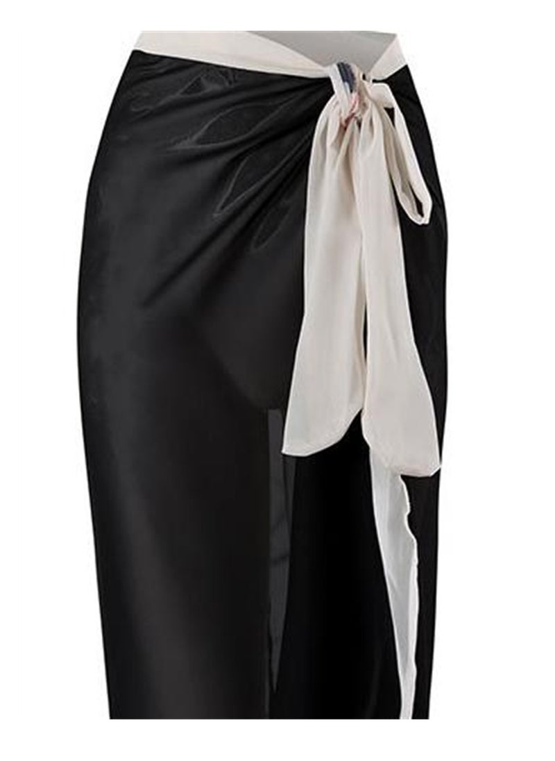 Generic - 2pcs one piece swimsuit lace up swimsuit maxi skirt swimsuit set - Image 1