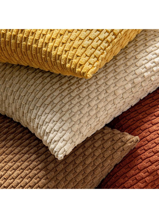 MIULEE أغطية وسائد ميولي الناعمة من قماش الكوردuroy مجموعة من 2 أغطية وسائد مزخرفة بخطوط بوهو لأريكة السرير غرفة المعيشة 18x18 بوصة بلون صدئ - Image 4