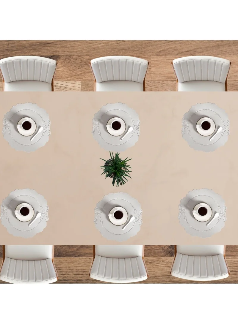 كويزيرا European Retro-Style Round Leather Table Mat Set (6-Pack) – Waterproof & Heat-Insulated